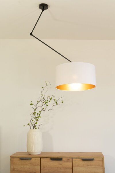 Deckenlampe schwenkbar Stoff Schwarz Weiß E27 Ø40 cm
