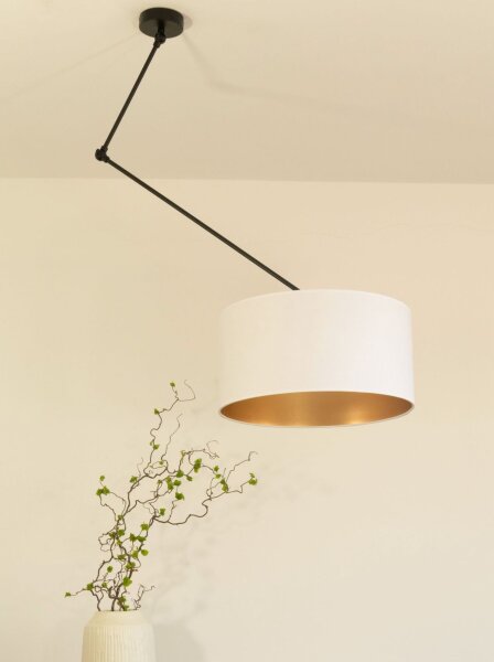 Deckenlampe schwenkbar Stoff Schwarz Weiß E27 Ø40 cm