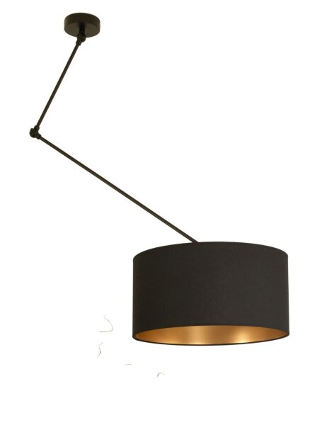 Deckenlampe verstellbar Stoff Schwarz Gold E27 Ø40 cm