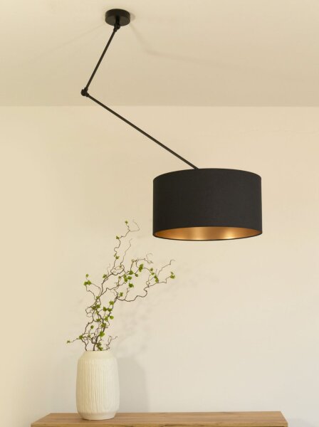 Deckenlampe verstellbar Stoff Schwarz Gold E27 Ø40 cm
