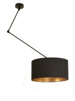 Deckenlampe verstellbar Stoff Schwarz Gold E27 &Oslash;40 cm