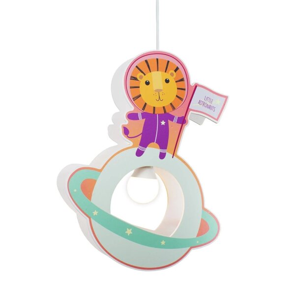 Hängelampe Kinderzimmer B: 32 cm für E27 Astronaut Löwe