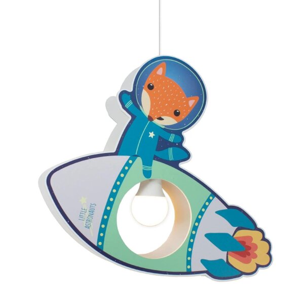 Hängelampe Kinderzimmer B: 35 cm Rakete Fuchs für E27