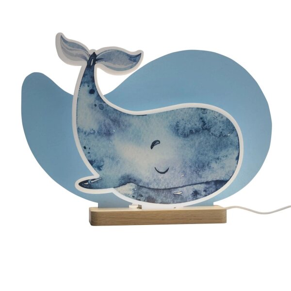 LED Tischleuchte Kinderzimmer dimmbar B: 35 cm Wal Blau 3000K