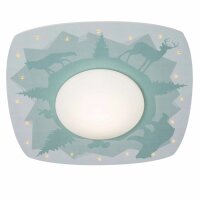 Deckenlampe LED Kinderzimmer B: 56 cm Holz Wald Tiere