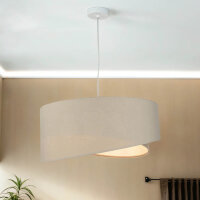 Suspension ronde Grande Beige Blanc Ø50cm Table de...
