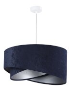 Suspension ronde blanc bleu fonc&eacute; argent &Oslash;50cm