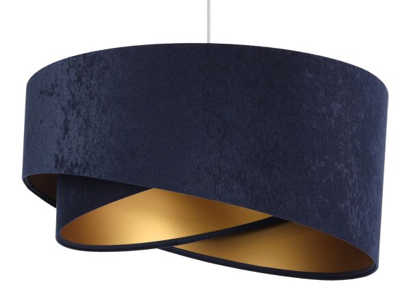 Lampe à suspendre bleu foncé or Ø50cm tissu rond