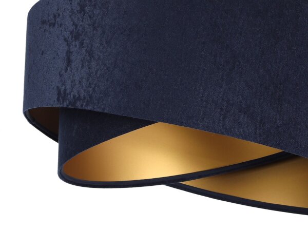 Lampe à suspendre bleu foncé or Ø50cm tissu rond