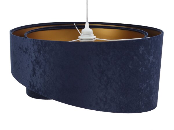 Lampe à suspendre bleu foncé or Ø50cm tissu rond