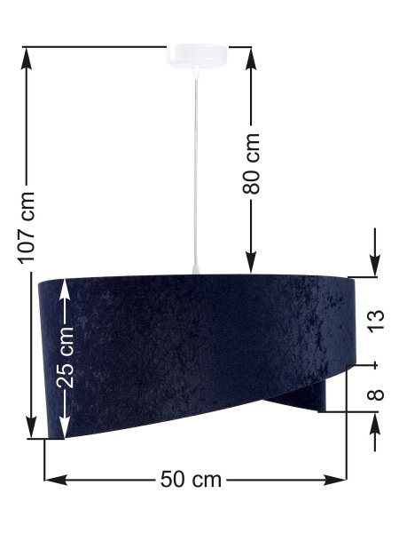 Lampe à suspendre bleu foncé or Ø50cm tissu rond