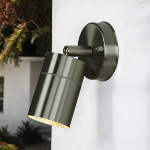 Spot lampe extérieur acier inoxydable IP44 GU10 maison mur COLLINS
