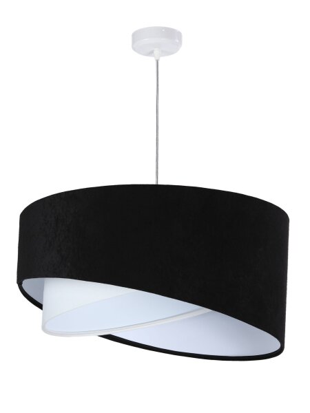 Salle à manger Lampe suspendue Noir Blanc Tissu rond