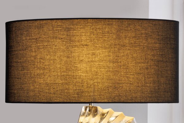 Lampenschirm Stoff Ø 50 cm Schwarz Weiß für Tischlampe E27
