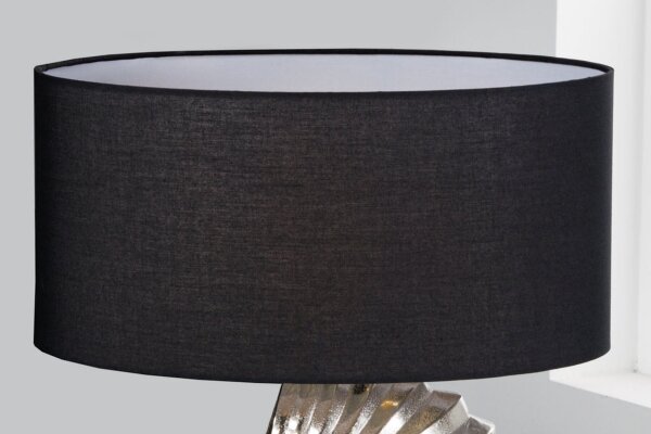 Lampenschirm Stoff Ø 50 cm Schwarz Weiß für Tischlampe E27