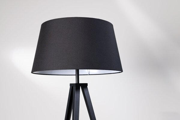 Lampenschirm Schwarz Stoff Ø 50 cm konisch für Stehlampe E27