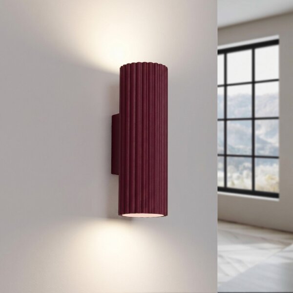 Wandlampe Up Down Aluminium Burgund GU10 H:20 cm