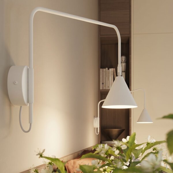 Wandlampe mit Schalter flexibel Weiß E14 H:30 cm
