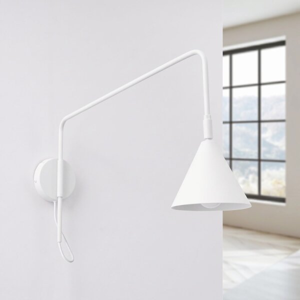 Wandlampe mit Schalter flexibel Weiß E14 H:30 cm