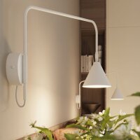 Wandlampe mit Schalter flexibel Weiß E14 H:30 cm