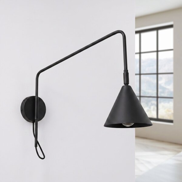 Wandleuchte mit Schalter Stahl Schwarz E14 H:30 cm