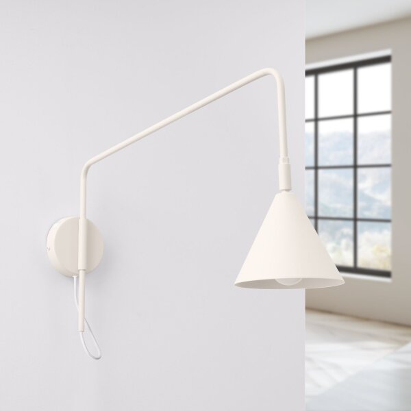 Wandlampe mit Schalter Stahl Beige E14 H:30 cm