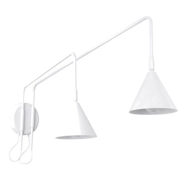 Wandlampe mit Schalter 2-flammig Stahl Weiß E14 H:30 cm