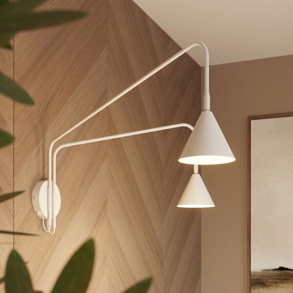 Wandlampe mit Schalter 2-flammig Stahl Weiß E14 H:30 cm