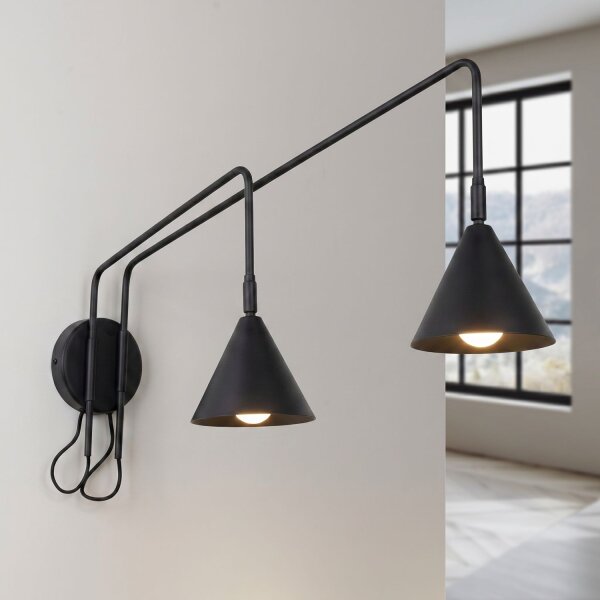 Wandlampe mit Schalter Stahl Schwarz E14 H:30 cm