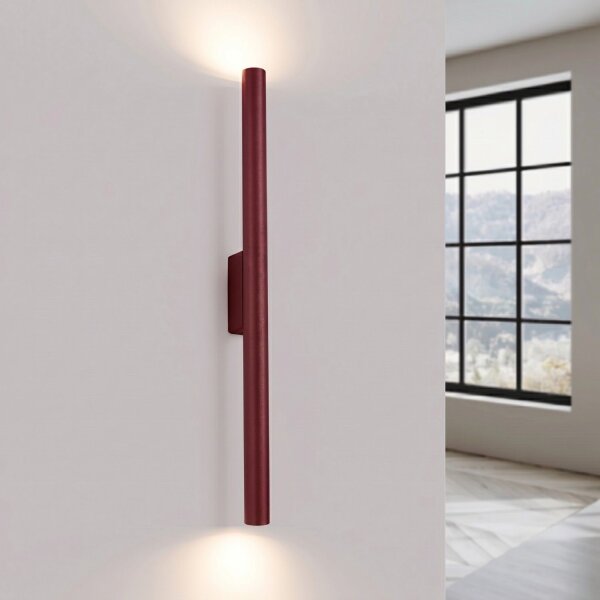 Wandleuchte Up Down Stahl Burgund G9 H:50 cm blendarm