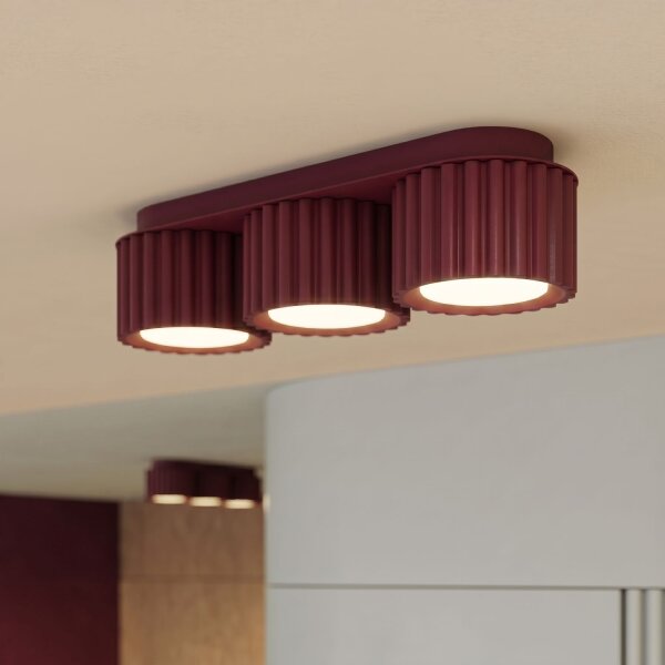 Deckenlampe 3-flammig Aluminium Burgund GX53 L:32,5 cm