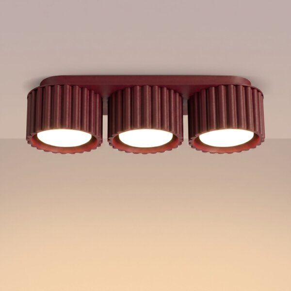 Deckenlampe 3-flammig Aluminium Burgund GX53 L:32,5 cm