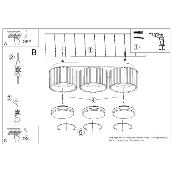 Deckenlampe Aluminium Beige GX53 L:32,4 cm modern