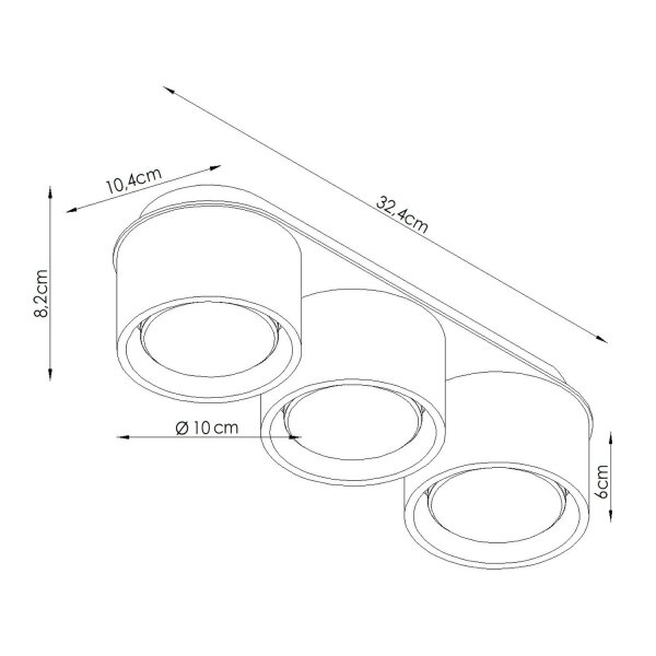 Deckenlampe 3-flammig Aluminium Rosa GX53 L:32,4 cm