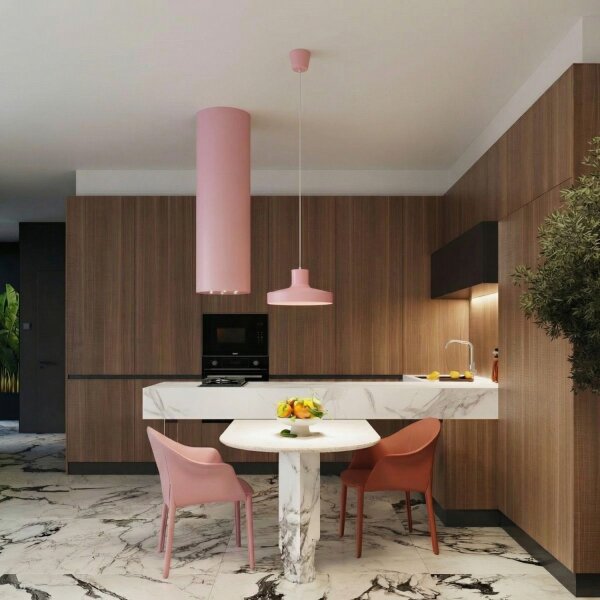 Pendelleuchte Stahl Rosa E27 Ø35 cm modern rund