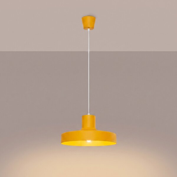 Pendelleuchte Stahl Gelb E27 Ø35 cm modern rund