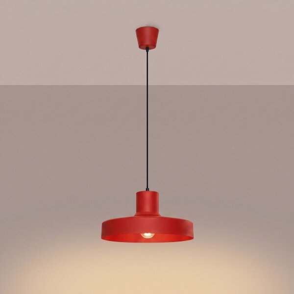 Pendelleuchte Stahl Rot E27 Ø35 cm modern rund