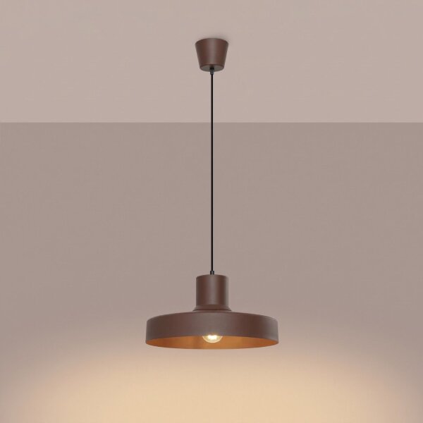 Hängelampe Stahl Braun E27 Ø35 cm modern rund