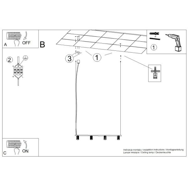 Pendelleuchte 4-flammig Aluminium GU10 L:122 cm