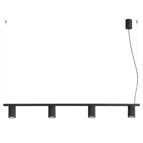 Pendelleuchte 4-flammig Aluminium Schwarz GU10 L:122 cm