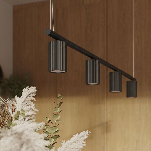 Pendelleuchte 4-flammig Aluminium Schwarz GU10 L:122 cm