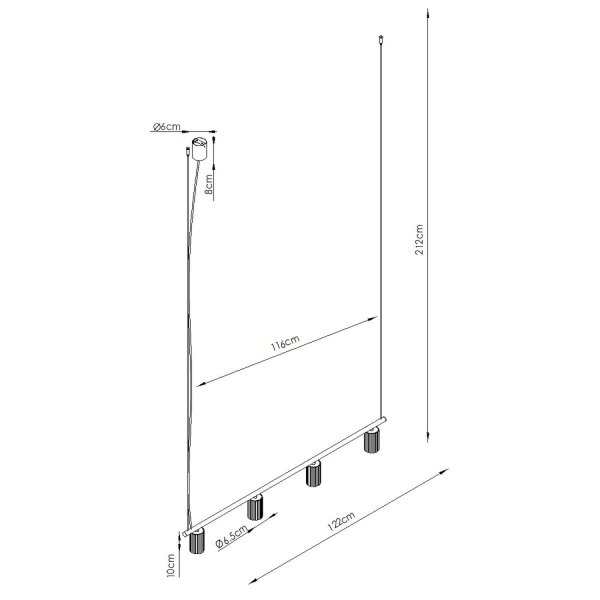 Pendelleuchte 4-flammig Aluminium GX53 L:122 cm