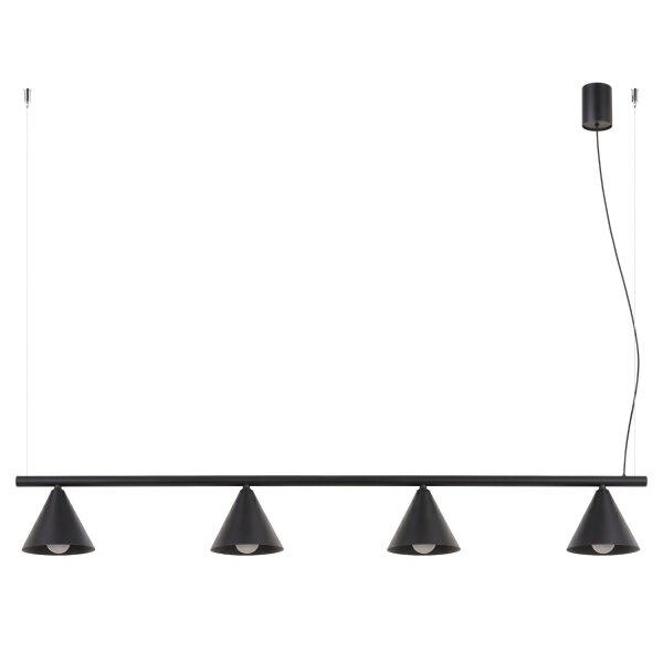 Pendelleuchte 4-flammig Stahl Schwarz E14 L:122 cm