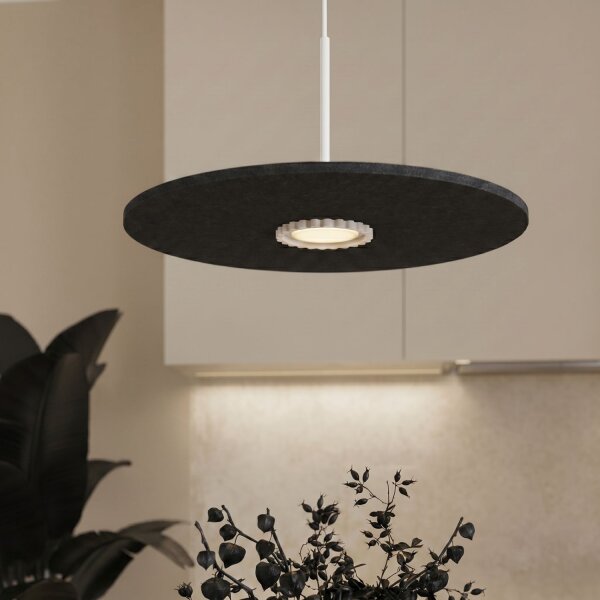 Hängelampe Filz Schwarz Beige GX53 Ø40 cm rund