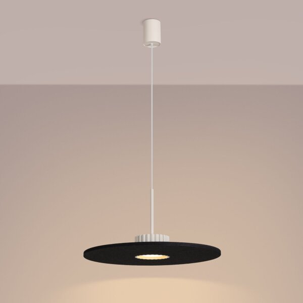 Hängelampe Filz Schwarz Beige GX53 Ø40 cm rund