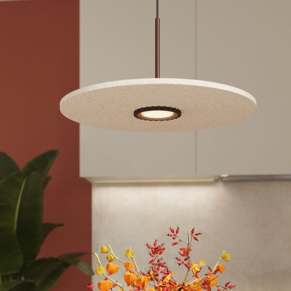 Pendelleuchte Filz Beige Braun GX53 Ø40 cm rund
