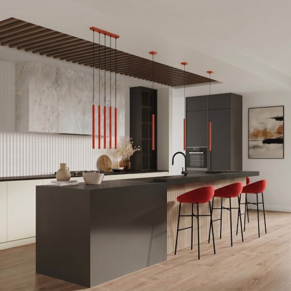 Pendelleuchte Stahl Rot G9 Ø15 cm modern rund