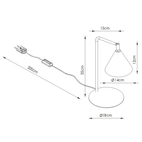 Tischlampe verstellbar Stahl Schwarz E14 H:35 cm