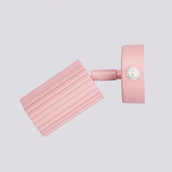 Wandstrahler mit Schalter schwenkbar Rosa GU10 H:16 cm