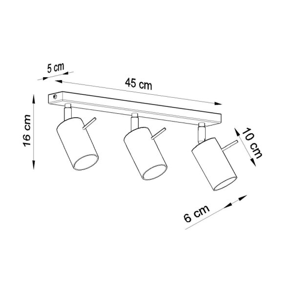 Deckenstrahler 3-flammig flexibel Stahl GU10 L:45 cm
